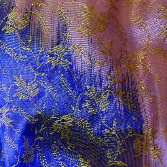 Silk Bright Colorful Jeweltone Brocade Hombre Sari Rectangular Scarf - Picture 8 of 8